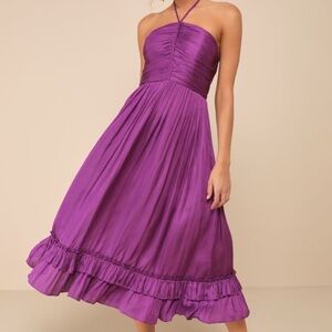 Lulu's Radiant Purple Halter Midi Dress